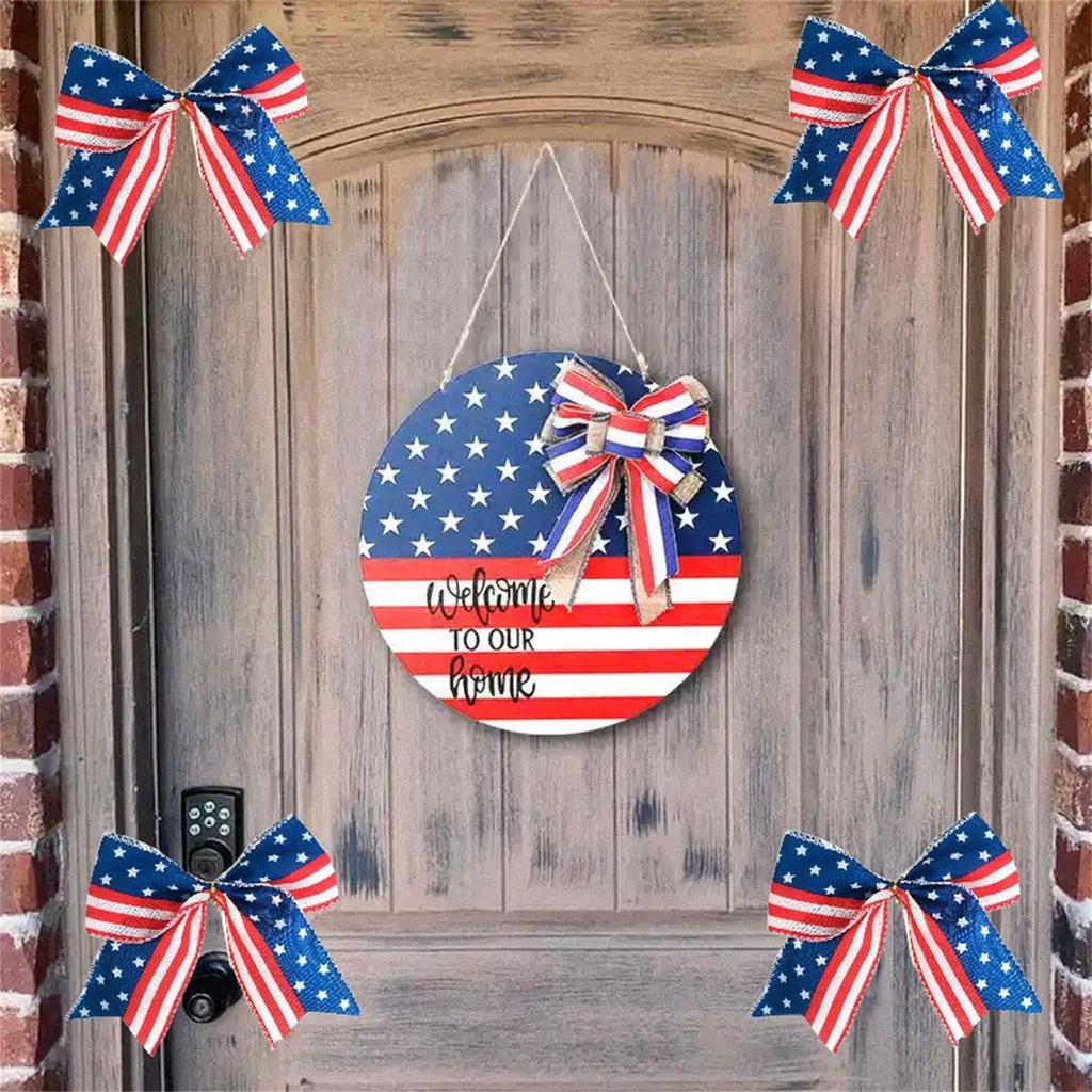 6 Sets Of 16CM Bows, Martyrs' Day Decorative Ribbons, Independence Day Streamers, Bows