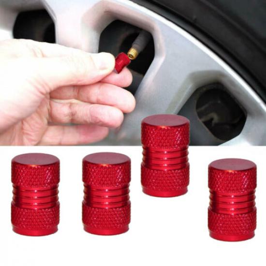 4x Red Aluminium Dust Cap Car Wheel Tyre Air Valve Stems Caps Cover Accessories