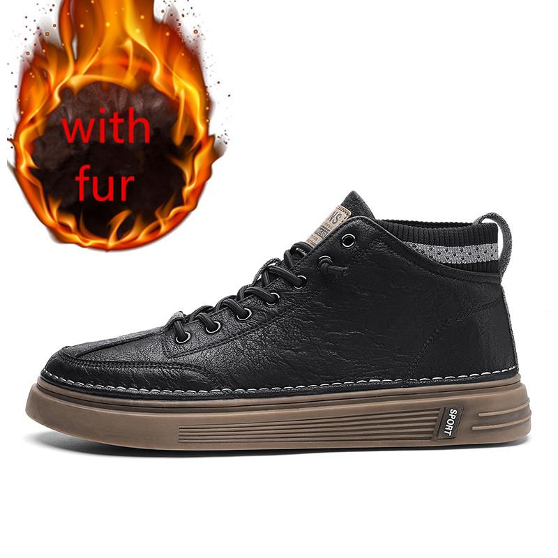 

Модные ботильоны из натуральной кожи высокого качества с высокой талией из хлопка, спортивные теплые мужские ботинки с эластичным ремешком, повседневная обувь для мужчин 44