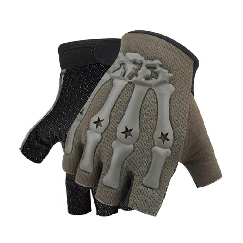 

Tactical gloves half finger non-slip and anti-drop outdoor riding half finger men s palm breathable bone design sports glo Practical Use average size армія зелений колір