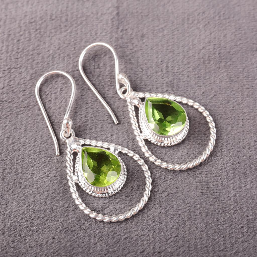 Peridot Earrings Gemstone Jewelry, 925 Solid Sterling Silver Earrings, Handmade Jewelry Birthstone Earrings, Gift For Her