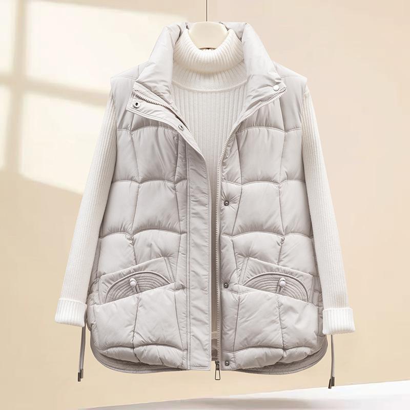 Down Cotton Vest Women's Autumn and Winter New Korean Style Loose Cotton Waistcoat Solid Color Vest Jacket