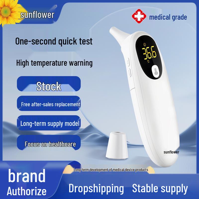 

Sunflower Medical-Grade Digital Ear & Forehead Thermometer: Portable, One-Button Accurate Temperature Measurement Battery Version