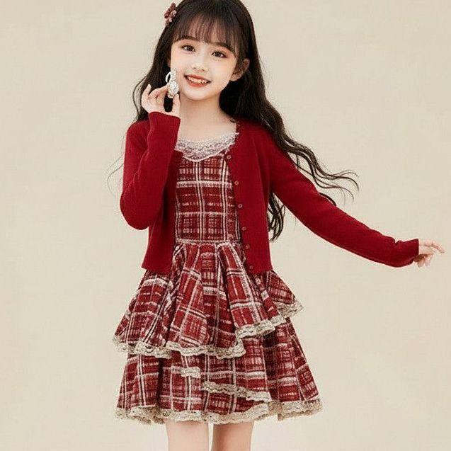 Girls  Sweet Dress Set - Spring/Summer Children s Fashion - Tie-Dye Dress with Cardigan Two-Piece Set 130