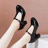 Small Size 32-43 Patent Leather Shoes Women Mary Janes Spring 2025 T Stap Platform Pumps Block High Heels for Office Mom Dance