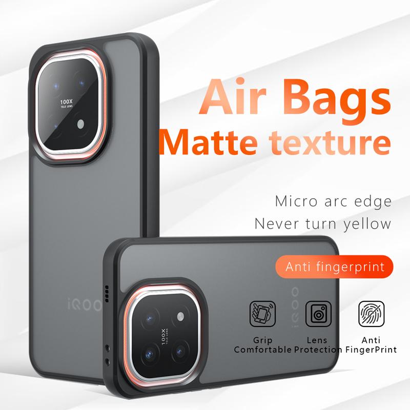 For Vivo iQOO 15 Case Shockproof Frosted Skin Feel Matte PC+TPU Anti-fingerprint Transparent Cover For iQOO 15