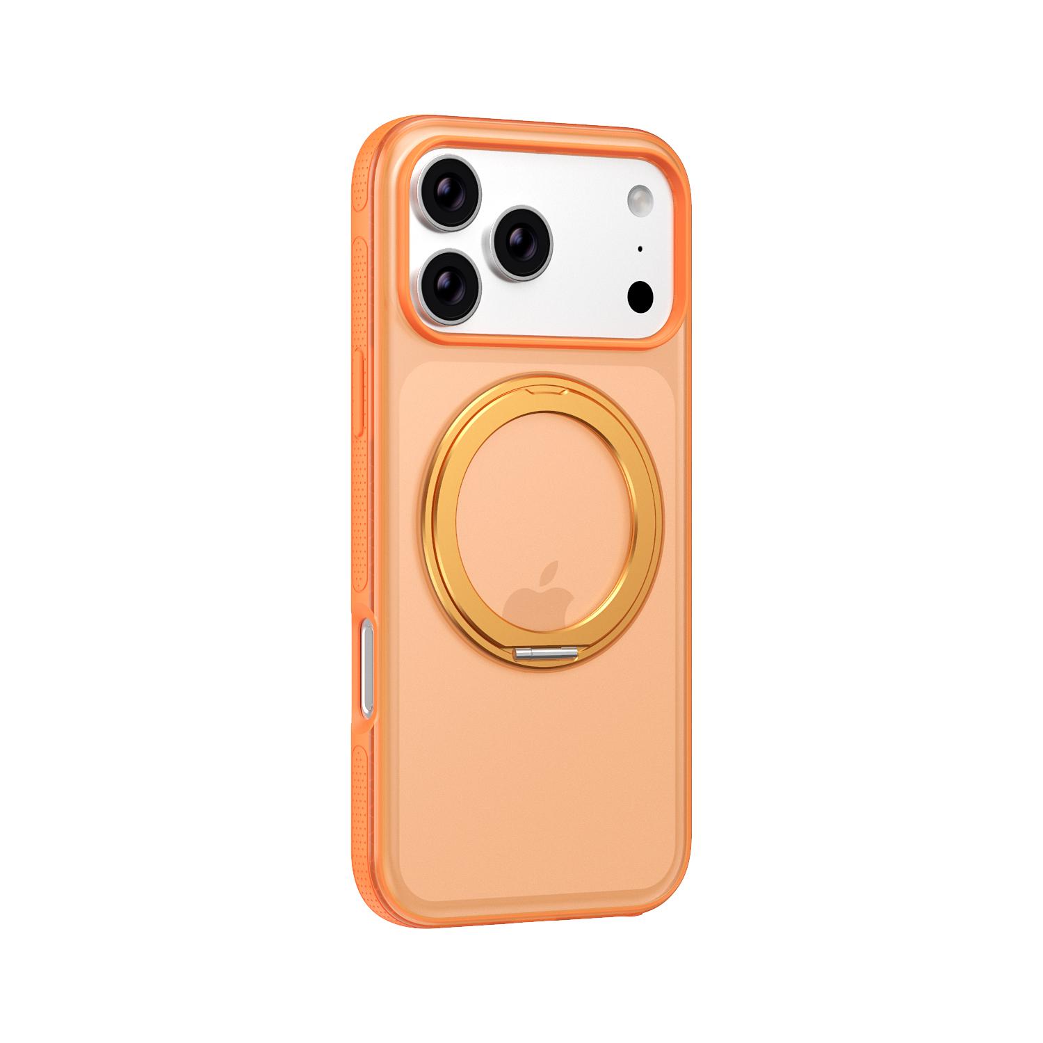 

Трендовый противоскользящий чехол для телефона для iPhone 16 17 Pro Max N52SH Чехол с прочной магнитной подставкой, вращающийся на 360 градусов, надежная защита iPhone17 Pro оранжевый