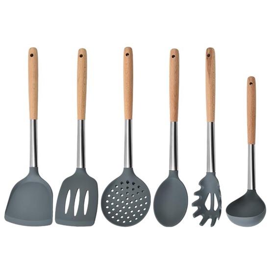 Cooking Spatula with Hole Heat-resistant Beech Non-stick Colander Spoon Spatula Kitchen Utensils
