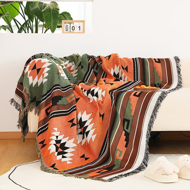 Double Side Boho Plaid Decorative Blankets For Bed Sofa Cover Camping Picnic Blanket Mat Tapestry Chair Couch Slipcover Blanket