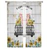 Farm Fresh Sunflower Pig Wood Plank Texture Sheer Curtains for Living Room Modern Bedroom Voile Tulle Curtain Window Drapes