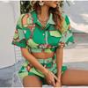 Beautiful Versatile Elegant Design Fashion Print Shirt Shorts Bohemia Style Sexy Two-Piece Suit
