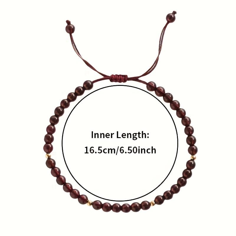 Bracciale Intrecciato Fatto a Mano con Granato Rosso - Gioiello Elegante con Perline Fatto a Mano, Adatto a Tutte le Stagioni