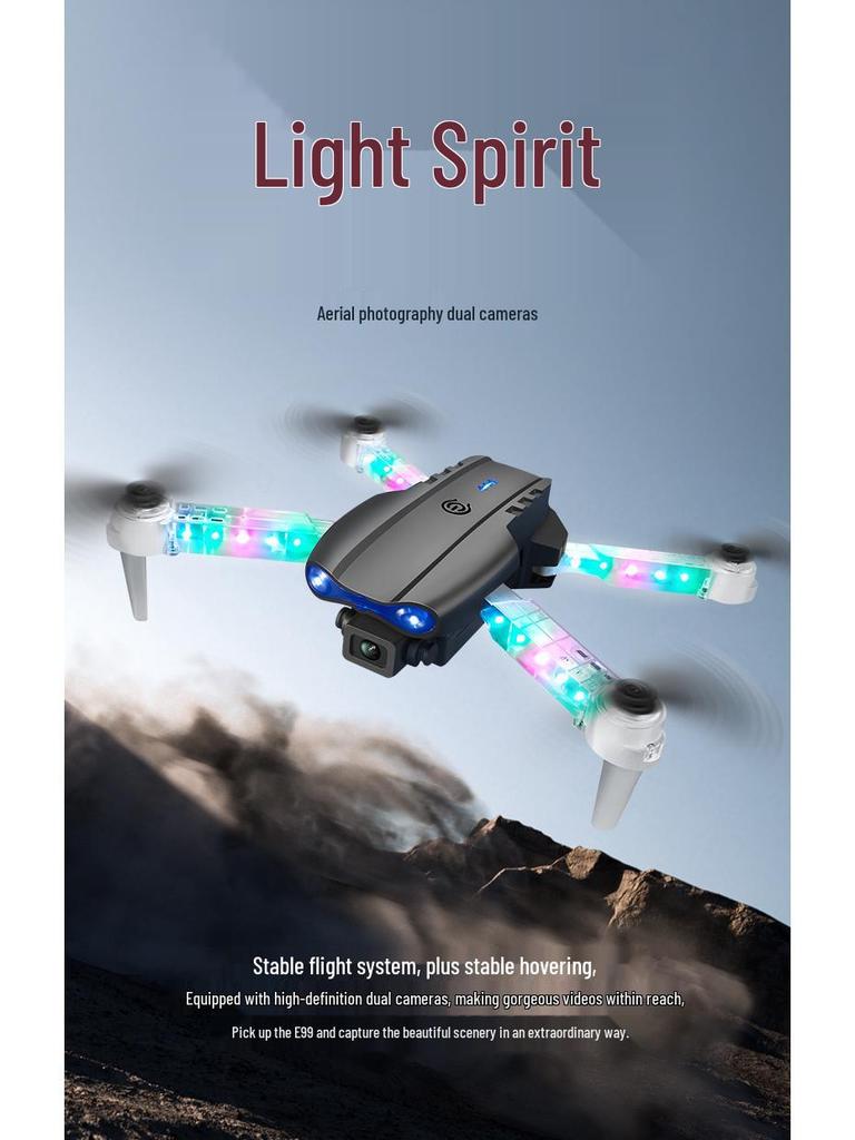 E88D Foldable Drone with Lights & Remote Control - E99D Kids' Aerial Photography Toy Aircraft