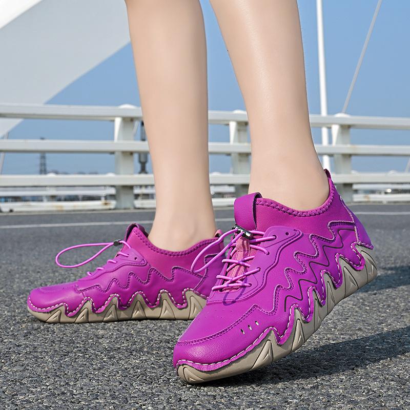 Fashion Woman Sports Shoes 2025 New Flat Running Sneakers High-quality Anti Slip Loafers Woman Hand-stitching Leather Casual Shoe