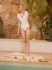 Bohemianbeullu Scoop Neck Teardrop Binding Short Sleeve One-Piece Swimsuit Sr
