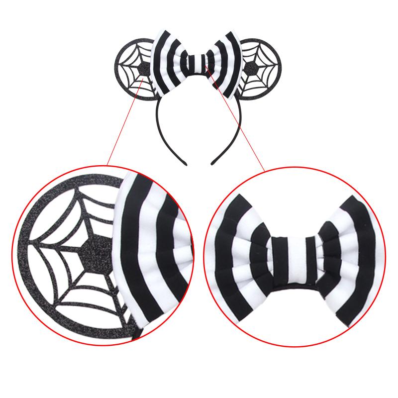 1pc Halloween Cute Mouse Ear Hair Hoop Sparkling Bow Girl Festival Decoration Party Event Wear Gift Parent Child Hair Accessory