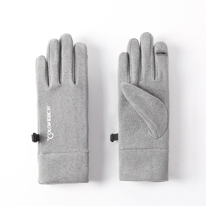 Cycling Gloves Autumn and Winter Velvet Warm Cold Outdoor Sports Cycling Skiing Leak Two Finger Non-slip Touch Screen Gloves