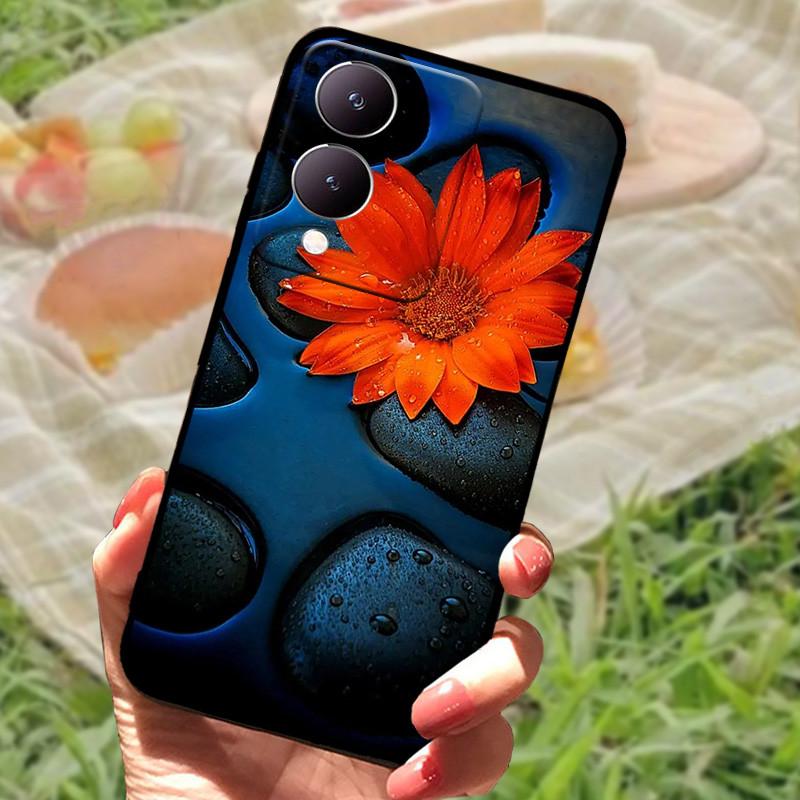 Für Vivo Y17s Hülle Mode Cartoon Schwarz Silikon Weiche Rückseite Hülle Für Vivo Y17s Handyhülle Cover 6,56" Y 17 s Funda Coque