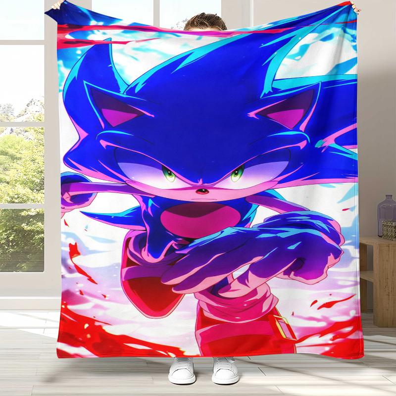 

Ретро Мультяшное Игровое Фланелевое Одеяло S-Sonic, Ультра Мягкое Теплое Плюшевое Покрывало для Дома, Спальни, Кровати, Дивана, Походного Пикника, Подарок 75x90cm