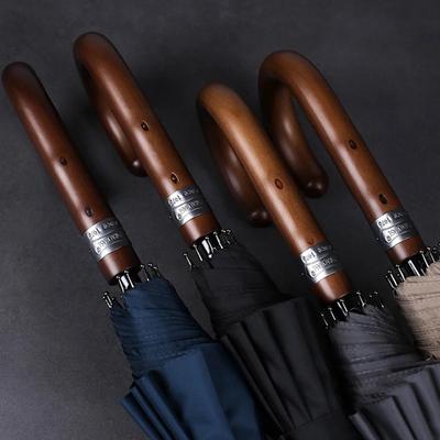 Large Umbrella for Men 12K Luxury Parasol Umbrella Windproof Corporation Wooden Long Handle Golf Umbrella Heavy Rain Business
