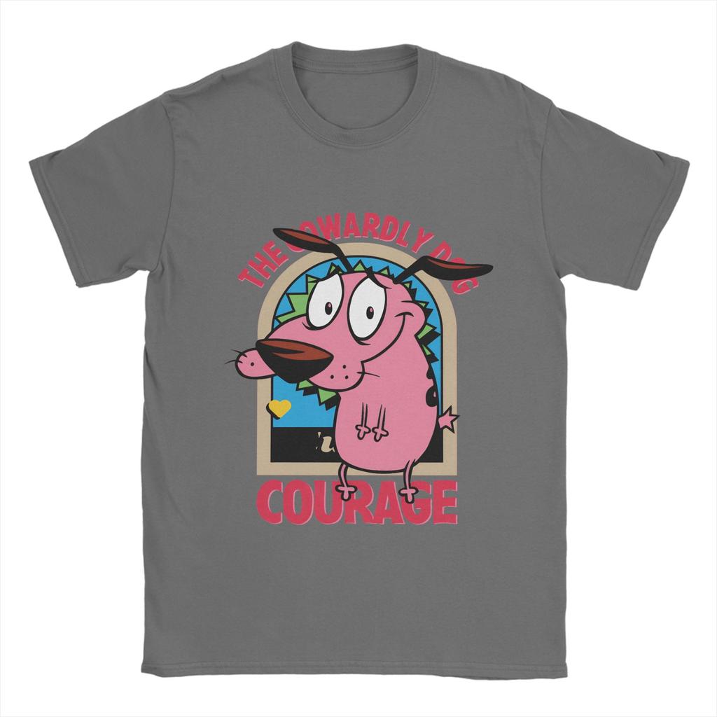 Casual T-Shirt Summer Courage Dog  Novelty T-Shirts  Cotton Tshirt for Men Y2K Basic Custom Logo Short Sleeve Clothes