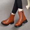Fashion GKTINOO 2025 Autumn Winter Thick Heel Ankle Boots Women Warm Boots Shoes Handmade Genuine Leather Handmade Platform Boots 34-40