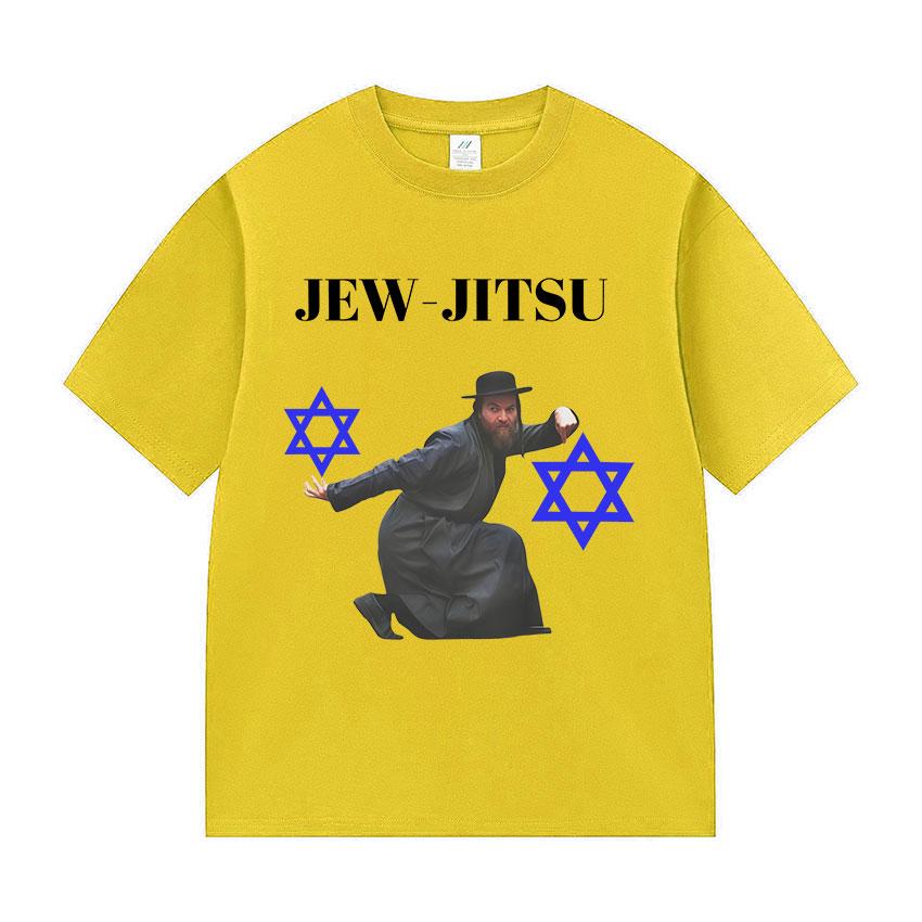 Jew-Jitsu Jewish Judo Karate Funny Meme Print T Shirt Men's Clothing Vintage Oversized T Shirts Fashion High Quality Cotton Tees