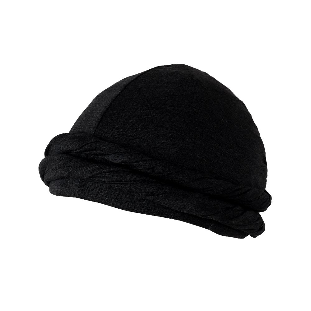 1 Stuk Vintage Tulband Voor Mannen Vintage Hoofddoeken Voor Mannen Stretch Modal En Satijn Tulband Sjaal Stropdas Voor Haar black