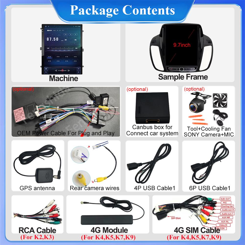 pdzh2 9.7 inch Car Android Auto For Ford KUGA C-max Escape 2013 - 2015 Multimedia Player Stereo GPS Navigation Head Unit Touch Screen