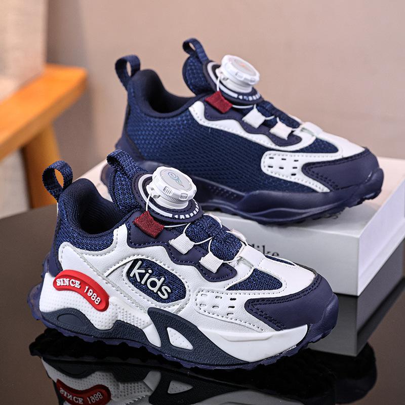 Classmate 25 years old new boys and children running shoes breathable mesh sneakers shock-absorbing double mesh button running shoes