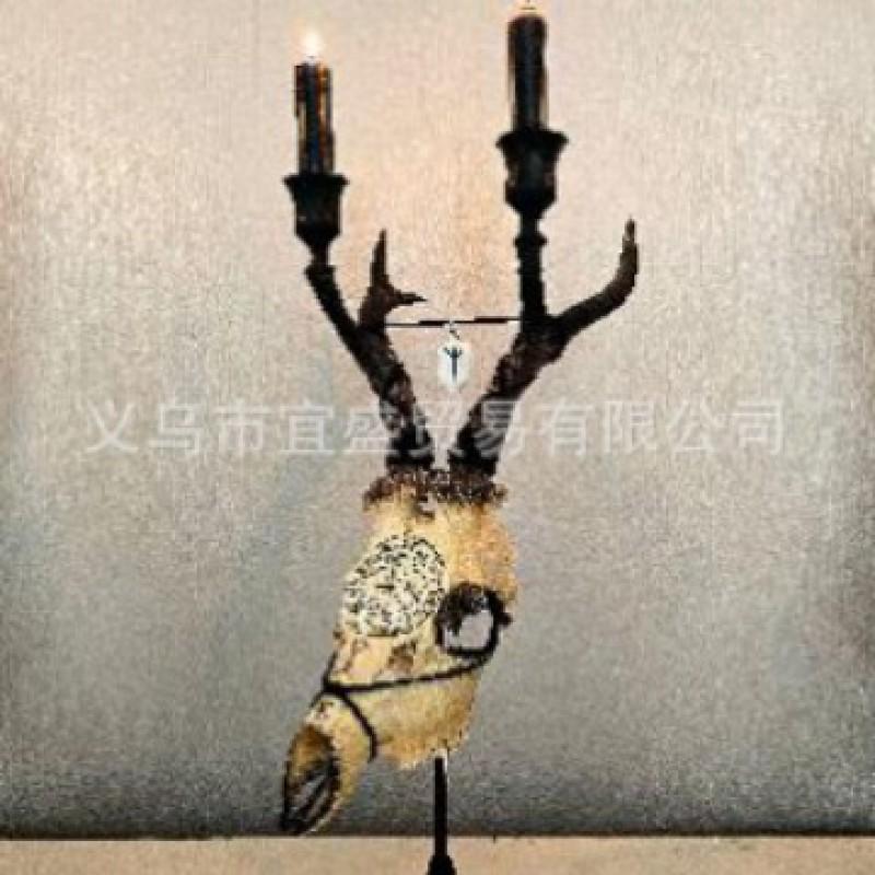 Cow Head Candle Holder Resin Art Decor Home Garden Ornament Creative Figurine