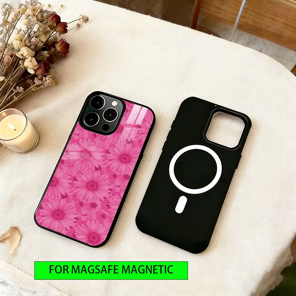 Flower  Phone Case For iPhone17,16,15,14,13,12,11 Plus,Pro Magnetic For Magsafe Wireless Charging
