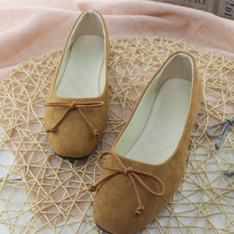 Women Girls Solid Big Size Slip On Flat Shallow Comfort Casual Single Shoes