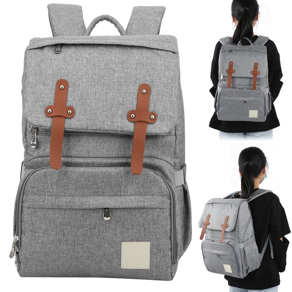 Mommy Bakcpack Waterproof Maternity Nappy Bag Large Capacity Stroller Hanging BagGray
