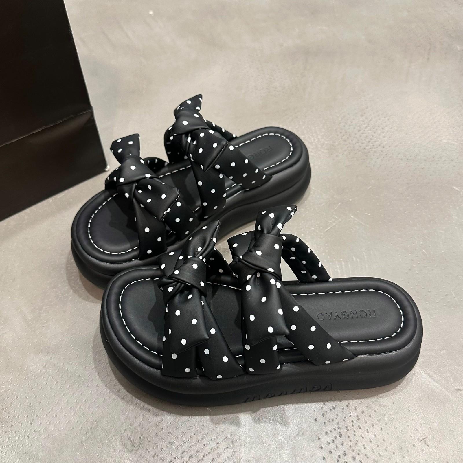 

Popular yellow retro thick-soled one-word slippers women s 2025 new summer wear heightening soft-soled non-slip sandals 35
