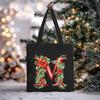 Christmas letter flower print niche trend tote bag shoulder bag