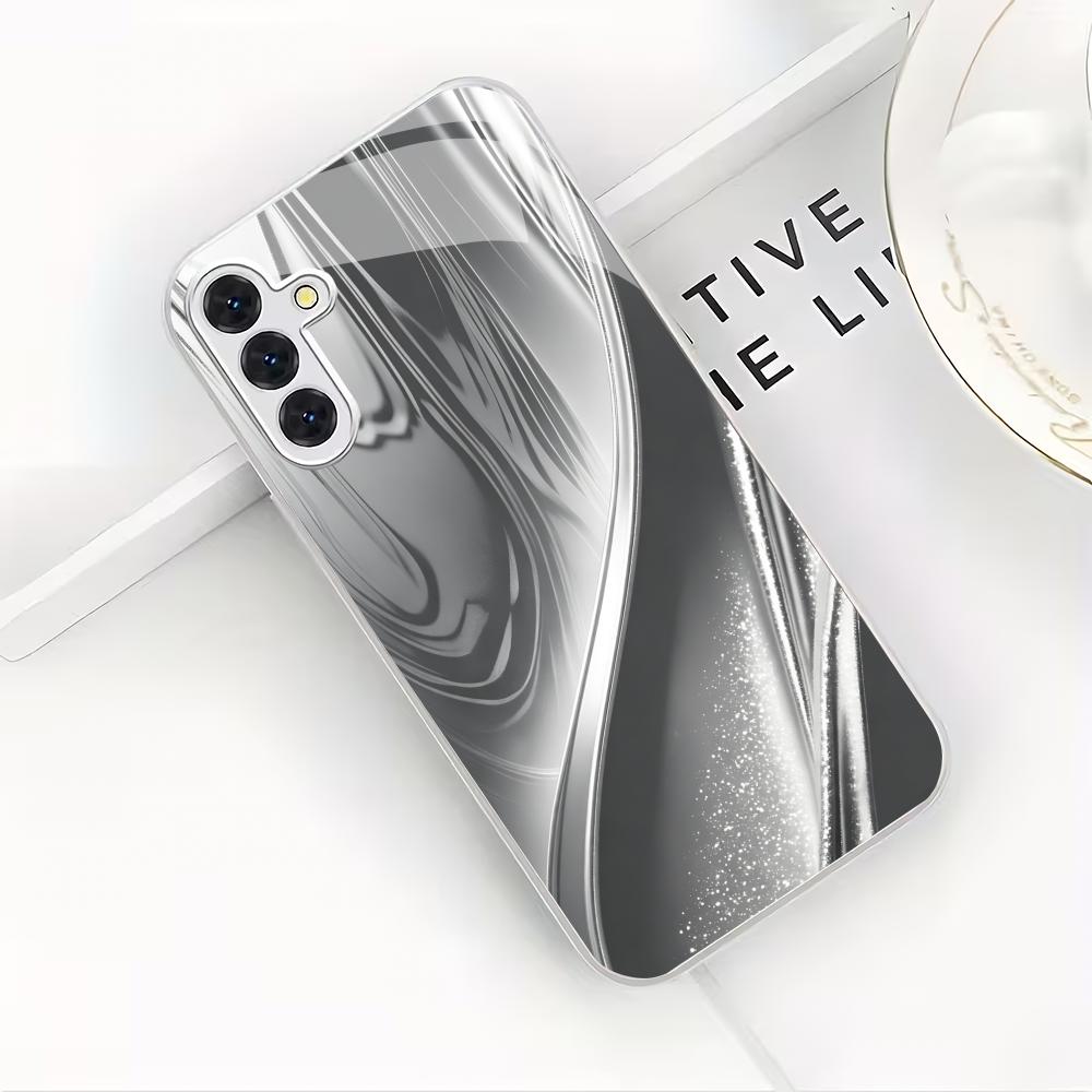Custodia per telefono in vetro placcato argento con texture curva adatta per Samsung Galaxy S26 S25 S24 S23 S22 S21 S20 FE/Ultra/Plus antiurto