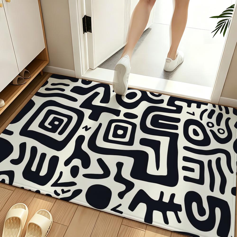 African style fabric print Floor Mat Soft Flannel Floor Mat  Suitable for Entryways, Living Rooms, Bedrooms, and Bathrooms