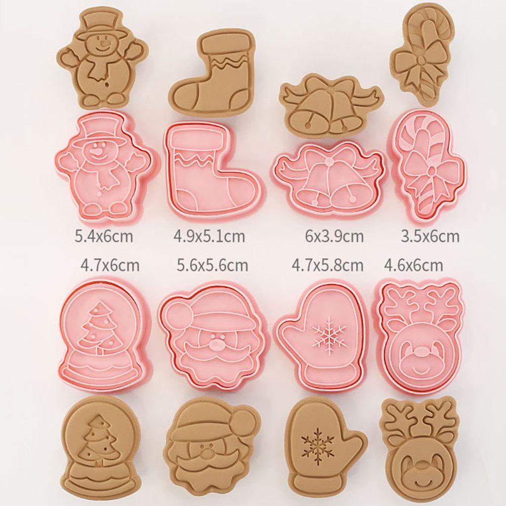Stamp Cartoon Pressable Christmas Theme Biscuit Mold Kitchen Pastry Cookie Cutters Baking Tools