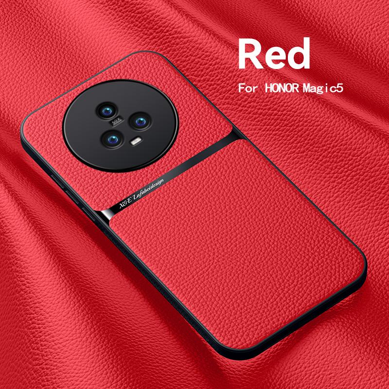 Pro pouzdro Honor Magic5 Pro 5G Luxusní pouzdra na telefon s magnetem a texturou kůže pro Honar Honer Magic5pro Magic 5 Pro 5pro 5G Zadní kryt
