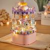 Small Particle Carousel Assembled Building Block Toy Educational Children Series Music Box Girls Gift