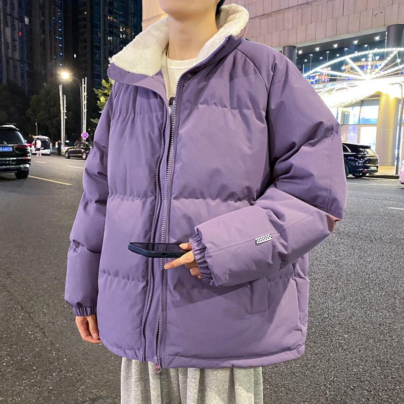 

Осенняя мужская куртка с хлопковой подкладкой, осенний воротник-стойка, однотонная модная повседневная утолщенная куртка с хлопковой подкладкой, осенняя одежда 3XL фиолетовый