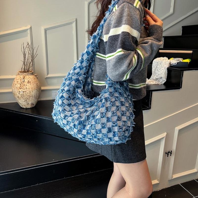 Fashion Denim Shoulder Bag New Retro Tote Bag Casual Lazy Wind Tote Bag