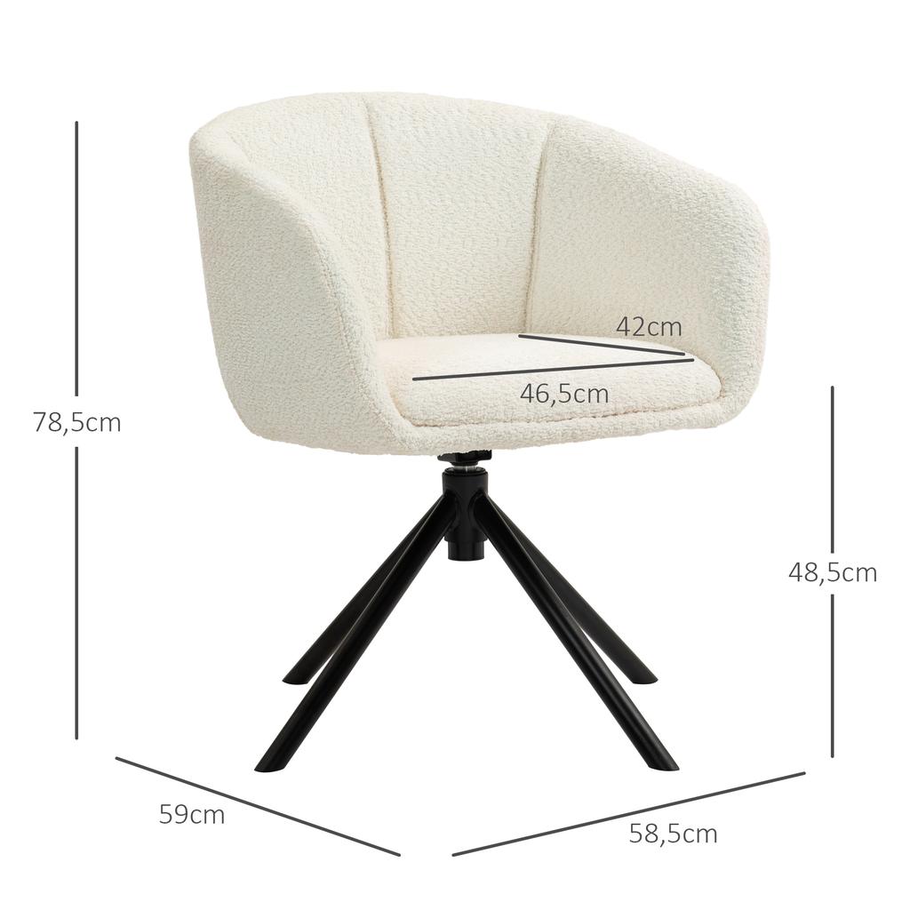 Armchair, Upholstered Chair with Comfortable Seat Shell, Swivel, Cozy Cover, up to 120 kg, Cream White