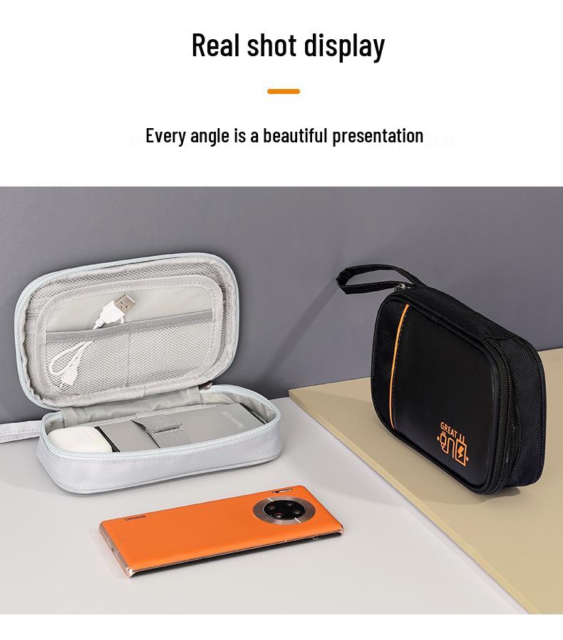 Sac de Rangement Portable à Main pour Accessoires Mobiles - Câbles de Données, Batteries Externes, Écouteurs, Conception Anti-Collision