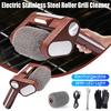 Rechargeable Electric Stainless Steel Roller Grill Cleaner Brush Set with LED Light Replaceable Brush Heads BBQ Cleaning Tools