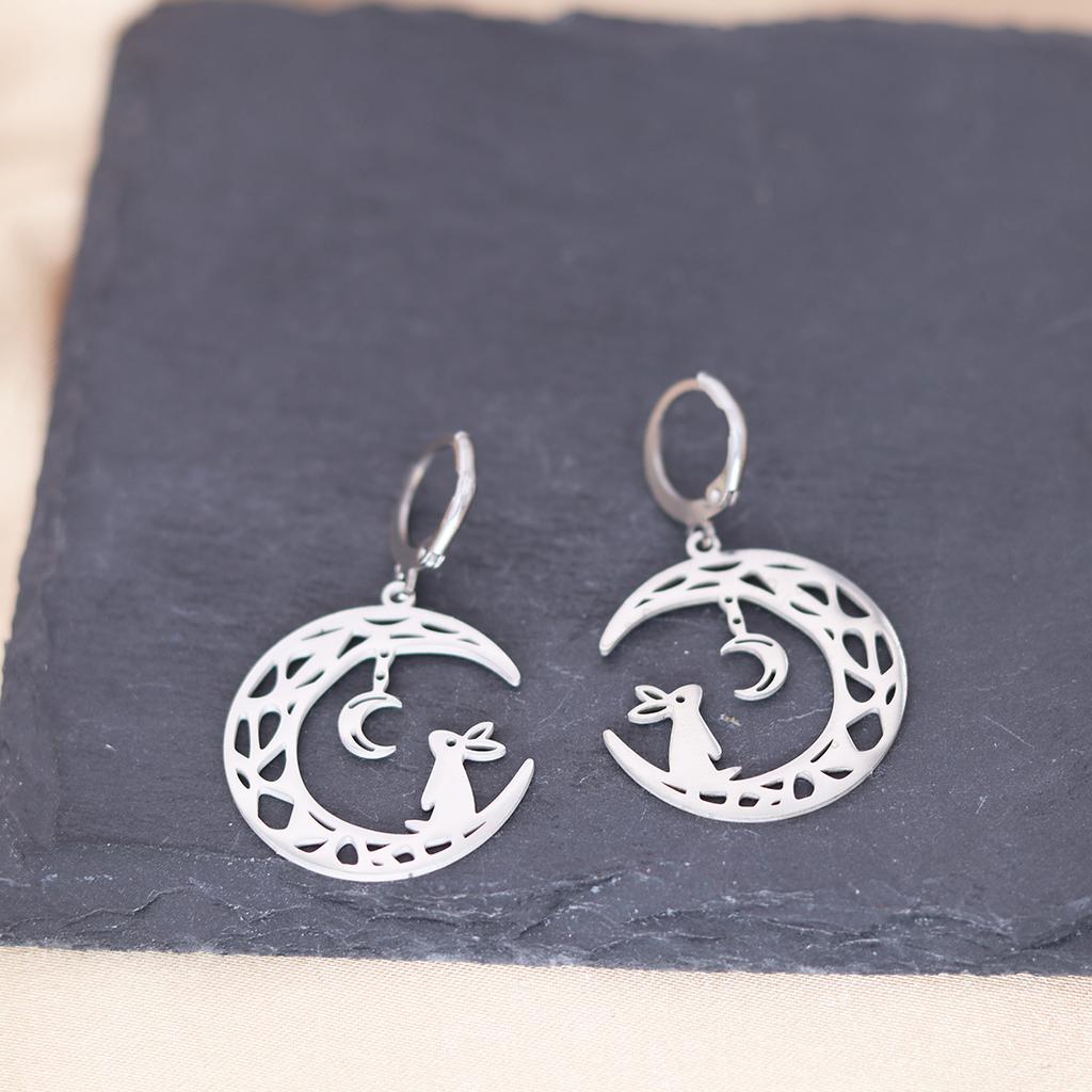 Kinitial Stainless Steel Gate To The Sky Raindrop Cloud Galaxy Solar System Ufo Ghost Earrings For Women Trendy Piercing Jewelry