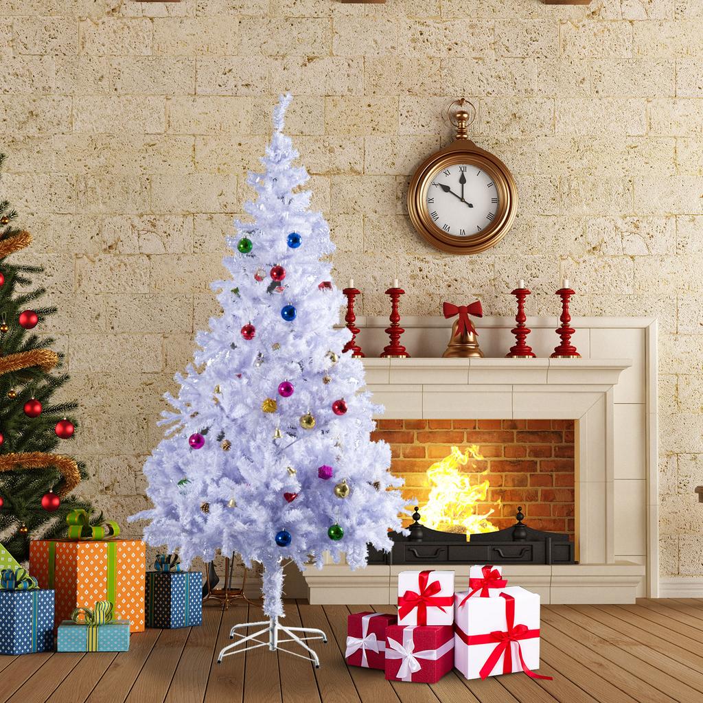 Artificial Christmas Tree 150cm White with 680 PVC Branches and 48 Decorations