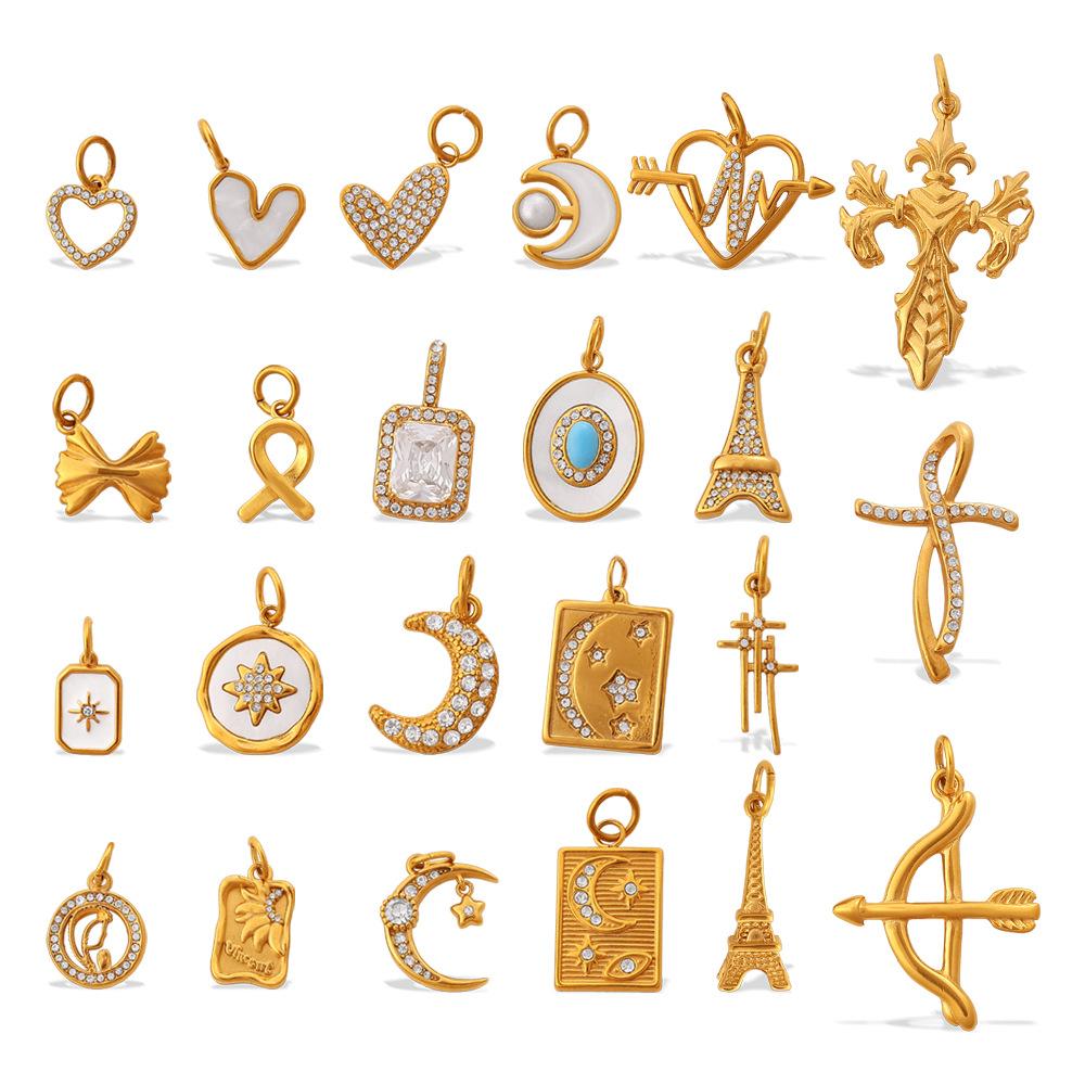 Yori 2Pcs Heart Star Moon Eiffel Tower Cross Elements Making Earrings Necklace Bracelet Jewelry Material Making Accessories