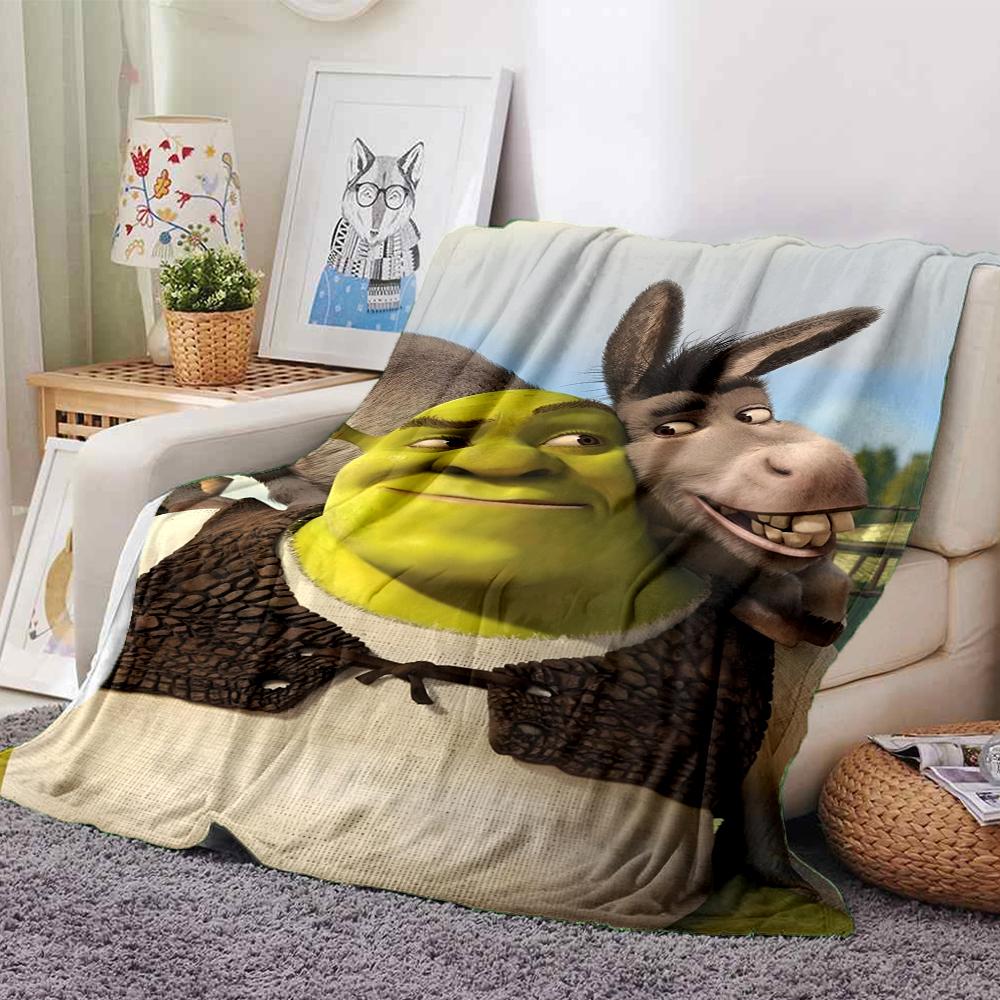 Shrek Theme Printed Blanket - Perfect for Couch, Bed, Travel & Outdoor Use | Machine Washable, Cozy & Durable.
